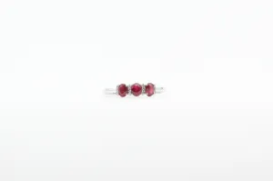 White Gold Ruby Three Stone Ring