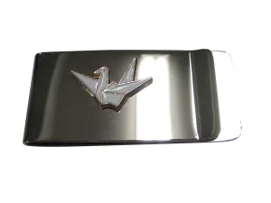 White Toned Origami Crane Bird Money Clip