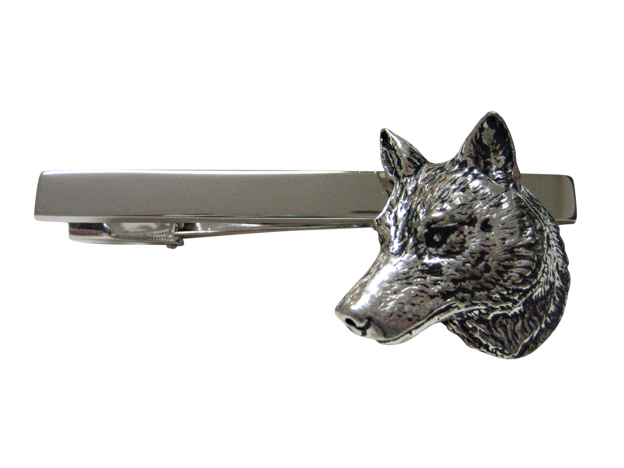 Wolf Head Square Tie Clip