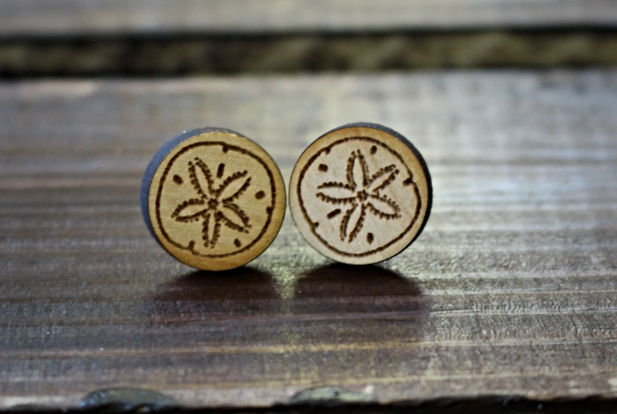 Wood Sand Dollar Earrings from The Wood Reserve