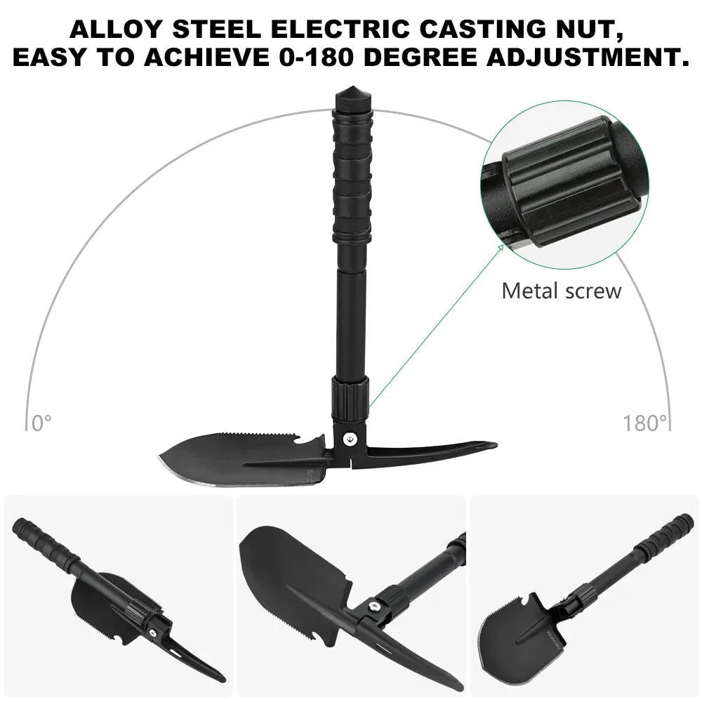 YOUNGDO Multifunctional Camping Shovel - Tactical Spade with Saw, 19" for Outdoor Survival