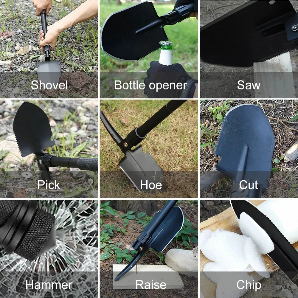 YOUNGDO Multifunctional Camping Shovel - Tactical Spade with Saw, 19" for Outdoor Survival