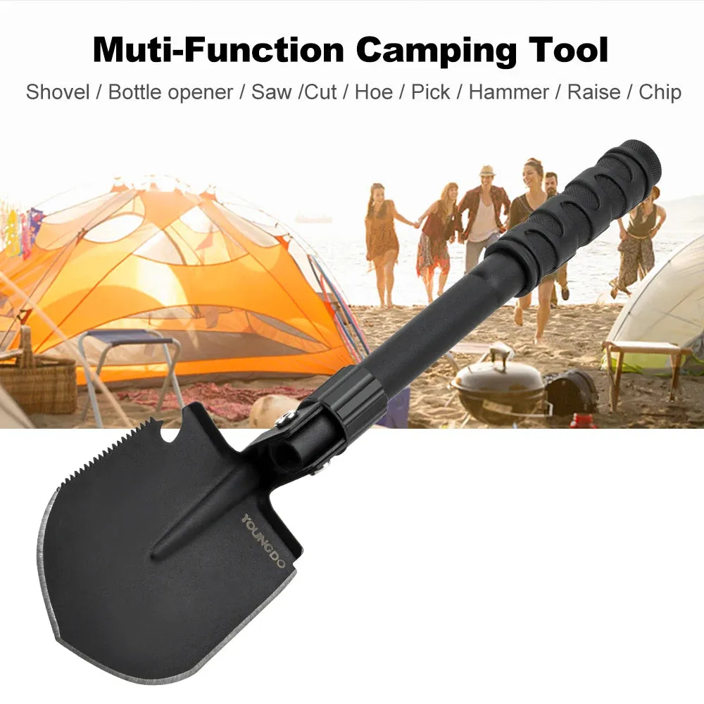 YOUNGDO Multifunctional Camping Shovel - Tactical Spade with Saw, 19" for Outdoor Survival