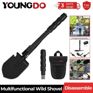 YOUNGDO Multifunctional Camping Shovel - Tactical Spade with Saw, 19" for Outdoor Survival
